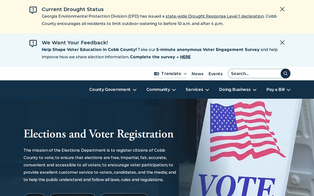 Cobb County voter registration records and Elections office services